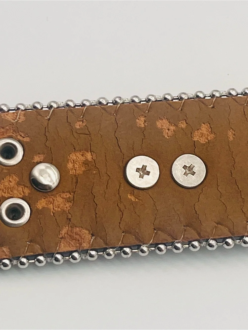 Embellished Heart Stud Western Belt - Brown Pink Crystals Removable Buckle